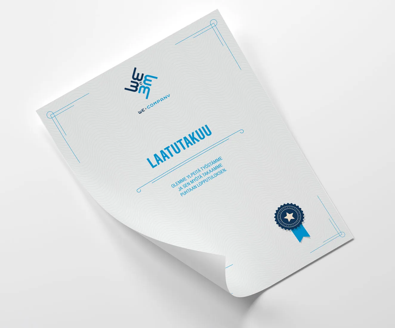 WE-Siivouksen laatutakuu-todistus